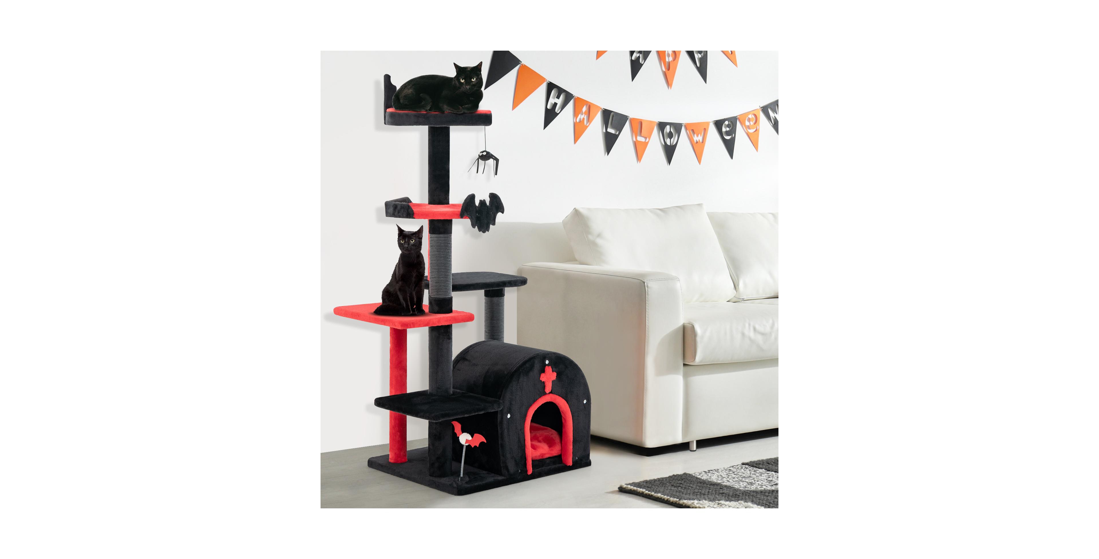 Zeny Gothic Cat Tree 53 Inch Tower with Cat Bed and Arch Condo