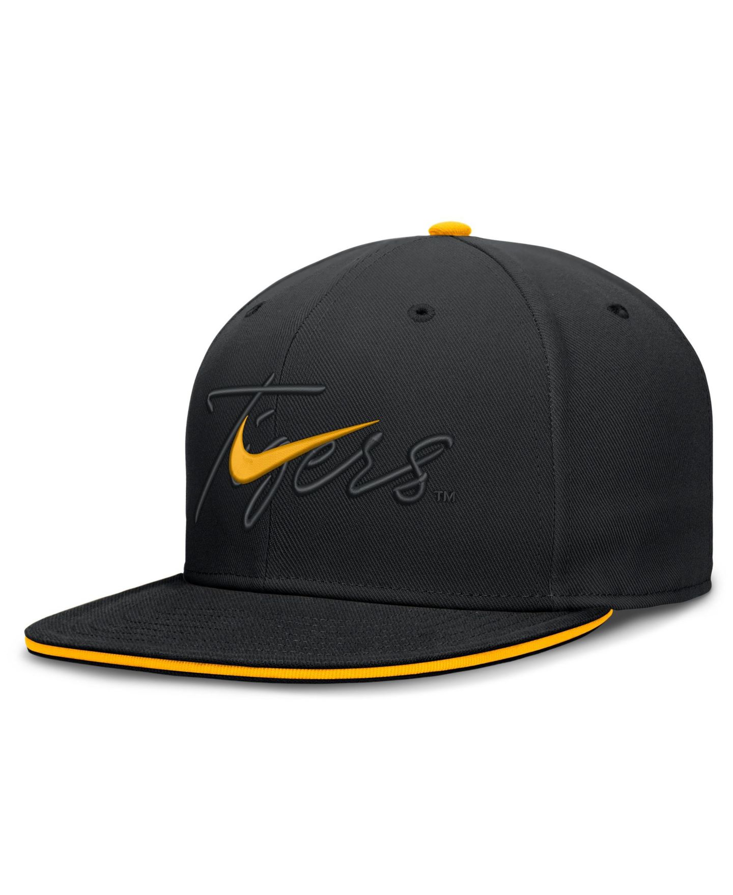 Мужская кепка Nike Black LSU Tigers Dri-FIT Primetime Script Fitted Hat — фото 1