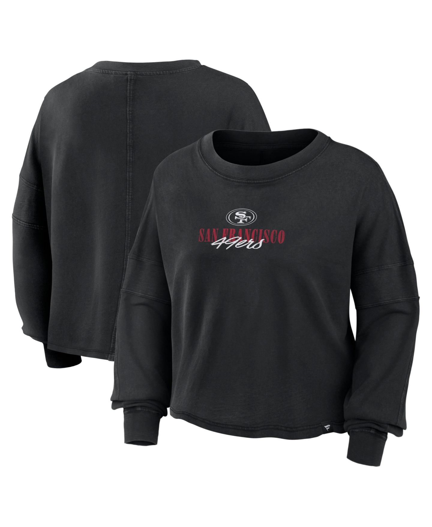 Женский топ Fanatics Black San Francisco 49ers Oversized Chop Block Boxy Long-Sleeves — фото 1