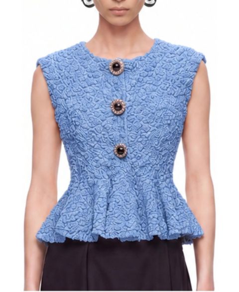 Женский топ NOCTURNE Sleeveless Crewneck Peplum, цвет: Синий