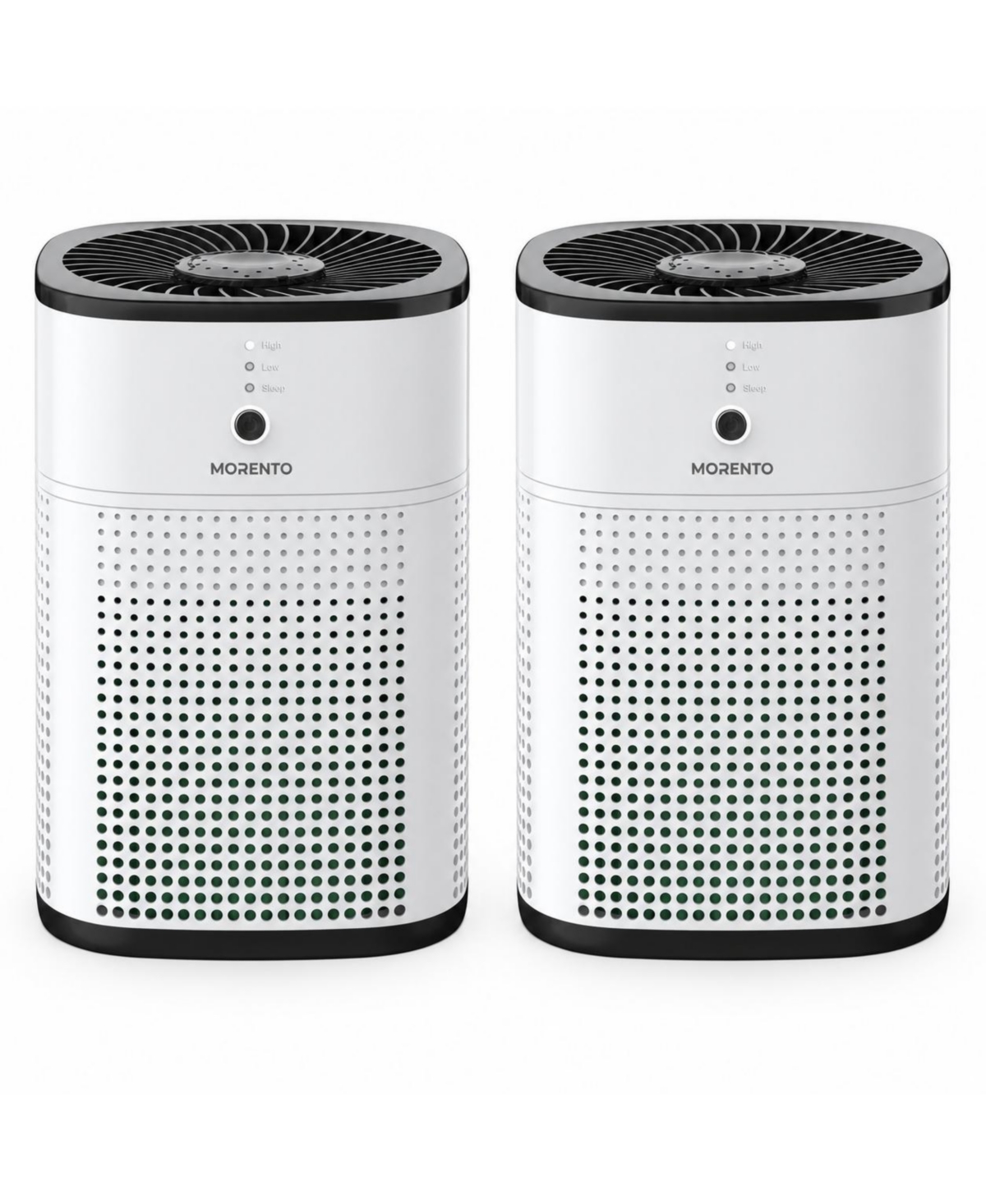 2 Pack Morento Air Purifiers for Bedroom, Air Purifiers for Home Bedroom, Quiet Air Cleaner with 24dB Sleep Mode, H13 Hepa Filter for Pet, White & Bla