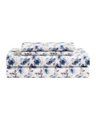 Elegant Floral Microfiber 4-Piece Sheet Set, Twin