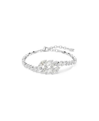 Zirconia Rhodium-Plated Marquise Adjustable Bracelet