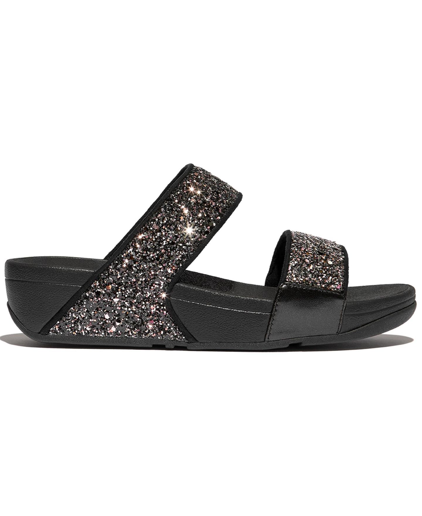 Женские сандалии FitFlop Lulu Multi-Tonal Glitter Wedge, цвет: Чёрный разноцветный — фото 6