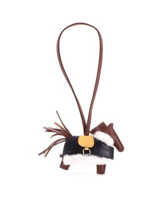 Pre-Owned HERMES PM Robeo Rodeo Plush Bag Charm Leather and Wool