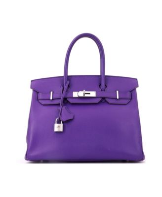 Pre-Owned HERMES Birkin 30 Handbag Purple Epsom with Palladium Hardware