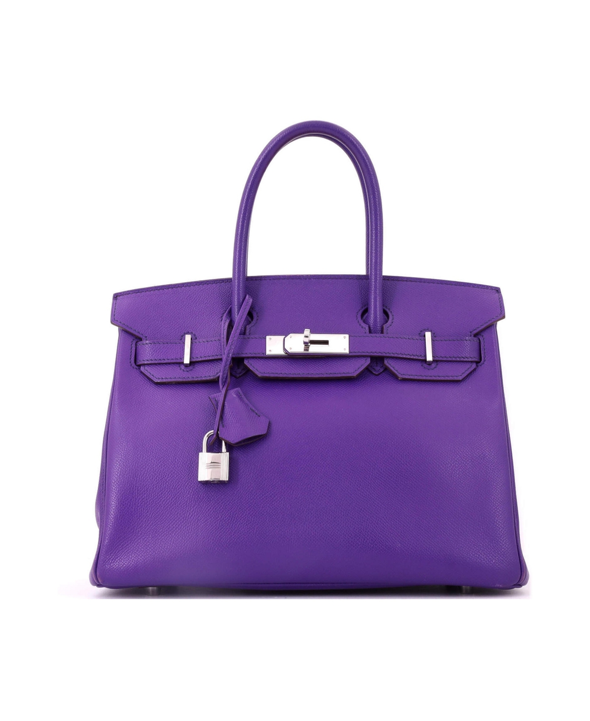 Pre-Owned Hermes Birkin 30 Handbag Purple Epsom with Palladium Hardware