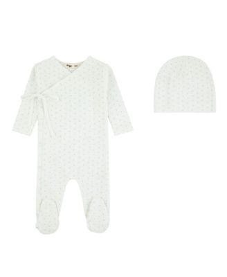Baby Boys' 1M - 12M Wrap With Dot Print Footie and Beanie, 2-Piece Set
