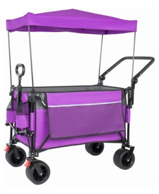 37.5" Folding Wagon Cart with Removable Canopy,480lbs 300L Heavy Duty Utility Cart,7" All Terrain Brake Wheels for Camping Beach Grocery