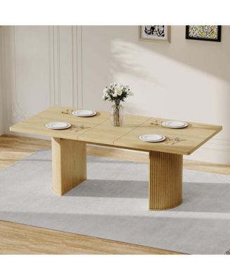 63" Rectangular Dining Table, Seats 4-6, Modern Farmhouse,Sculptural Pedestal Base, for Dining Room & Breakfast Nook