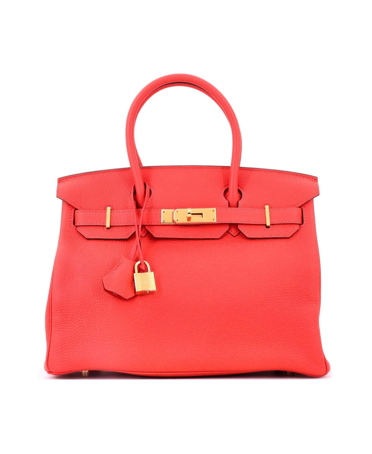 Pre-Owned Hermes Birkin 30 Handbag Red Togo with Gold Hardware - Red