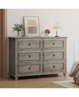 6 Drawer Farmhouse Dresser Engineered Wood Chest of Drawers Storage Cabinet for Bedroom Living Room Nursery