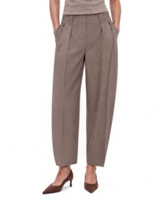 Women's Pleated Barrel Leg Trousers