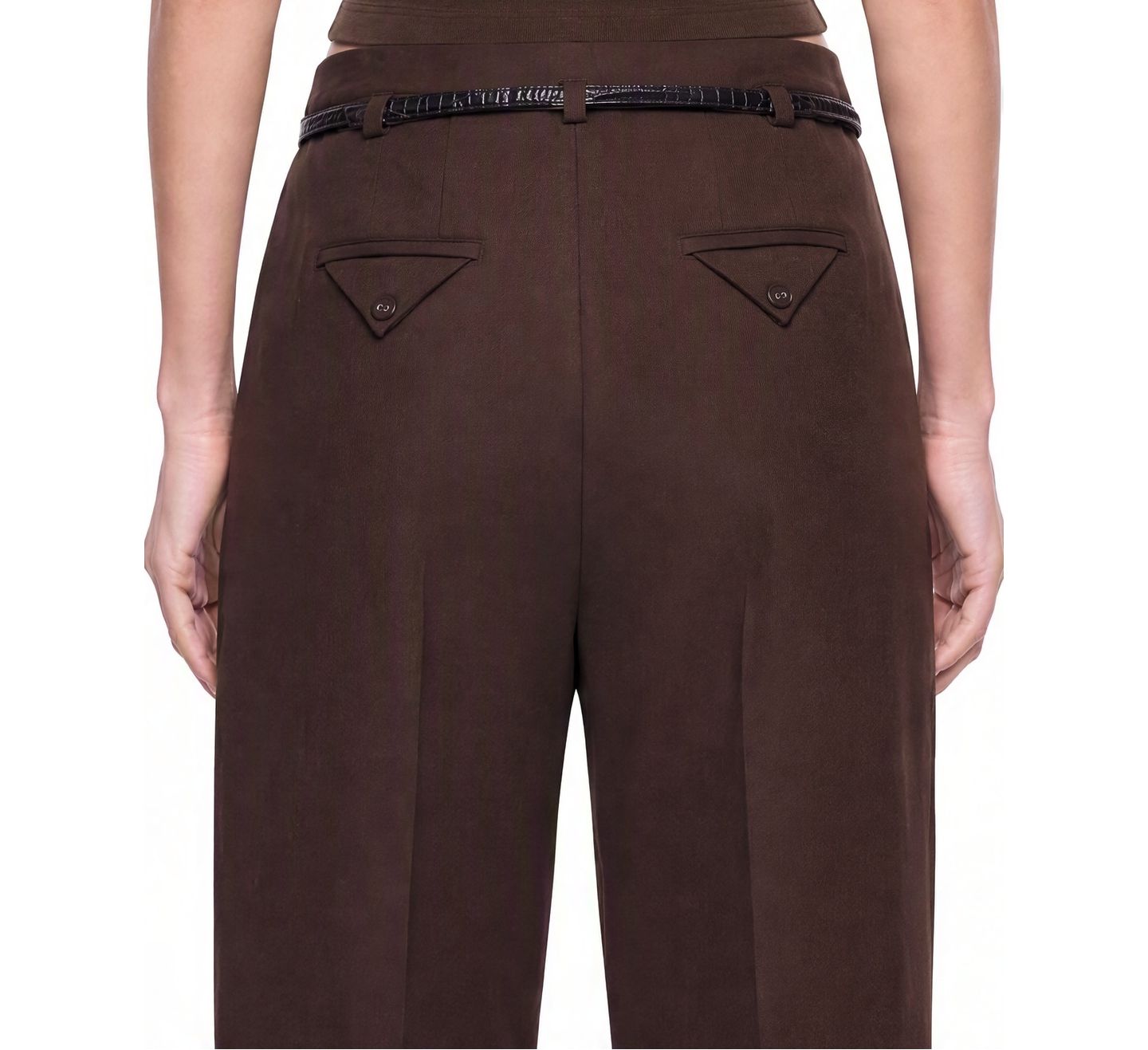 Женские брюки NOCTURNE Belted Pleat Front, цвет: Коричневый — фото 4
