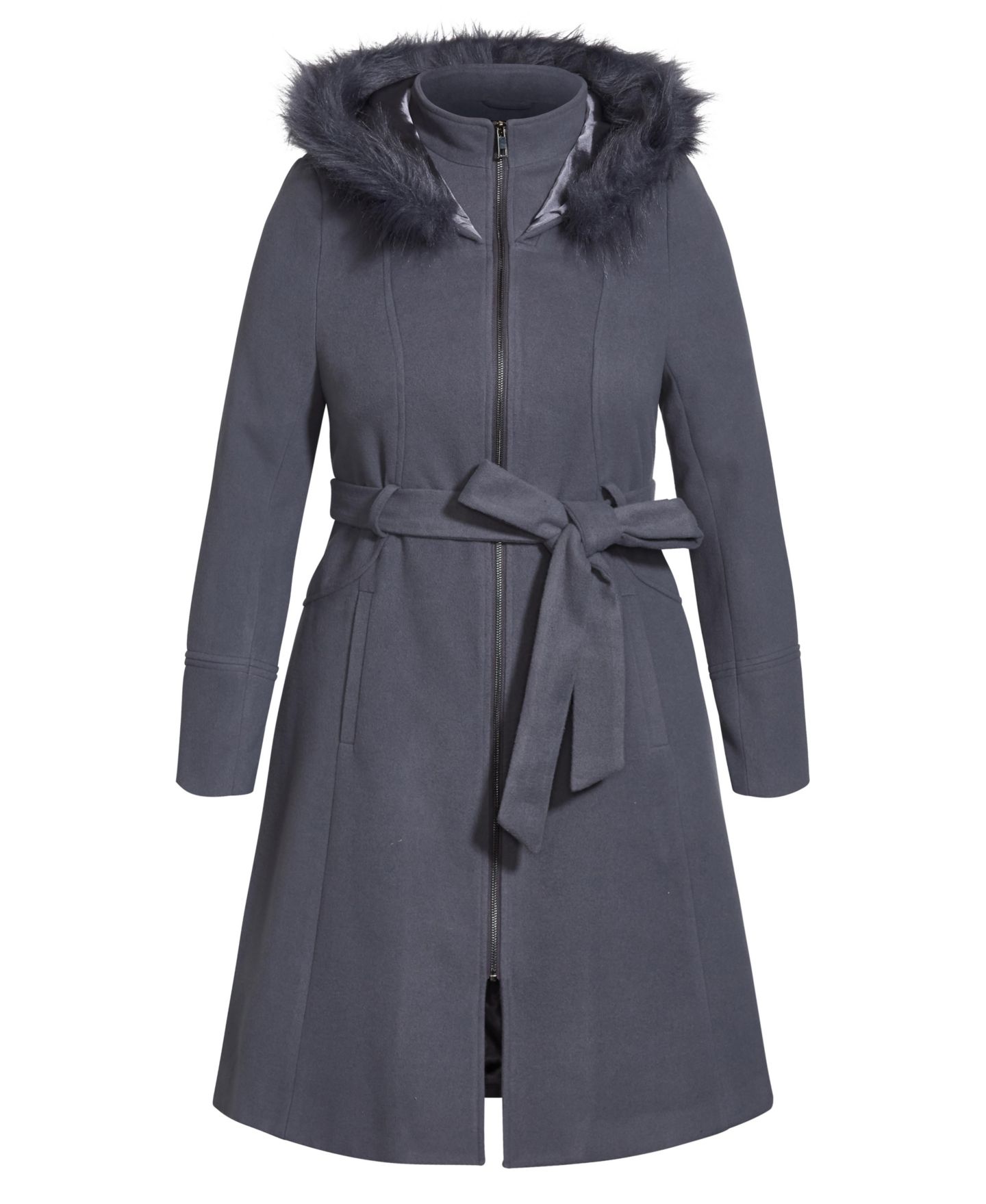 Женское пальто CITY CHIC Plus Size Miss Mysterious, цвет: Сланцевый — фото 4