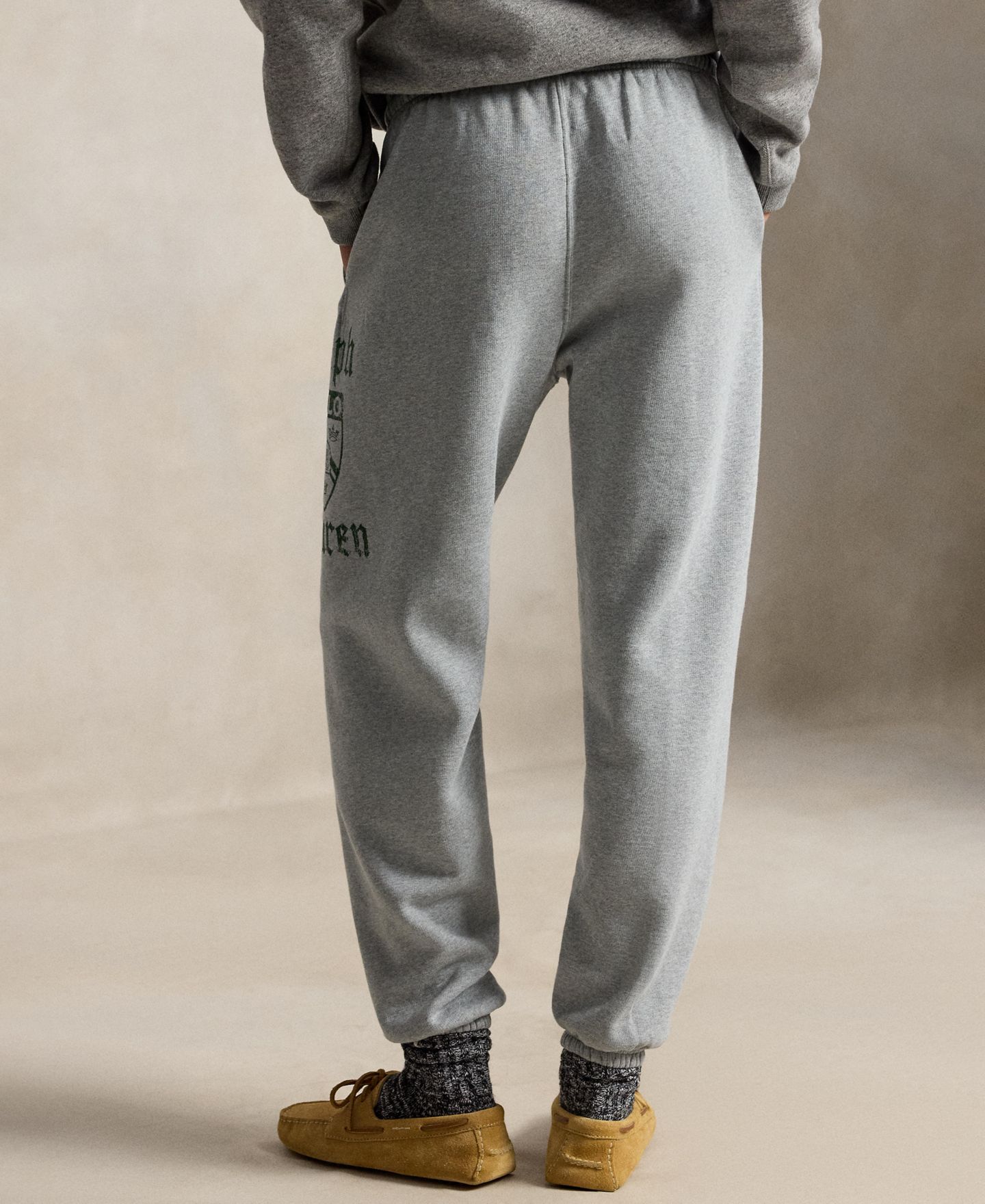 Женские брюки Polo Ralph Lauren Crest Lightweight Fleece Sweatpants, цвет: Серый меланжевый — фото 4