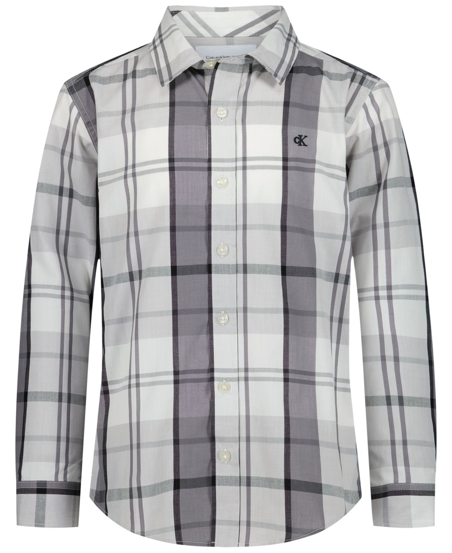 Рубашка Calvin Klein Bold Long-Sleeve Plaid Woven для мальчиков, цвет: Alloy — фото 1