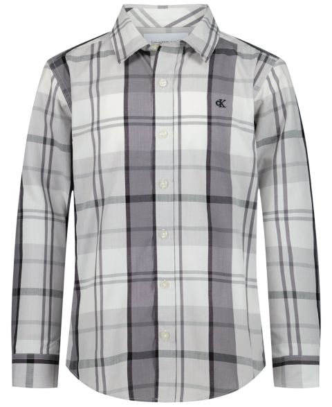 Рубашка Calvin Klein Bold Long-Sleeve Plaid Woven для мальчиков, цвет: Alloy