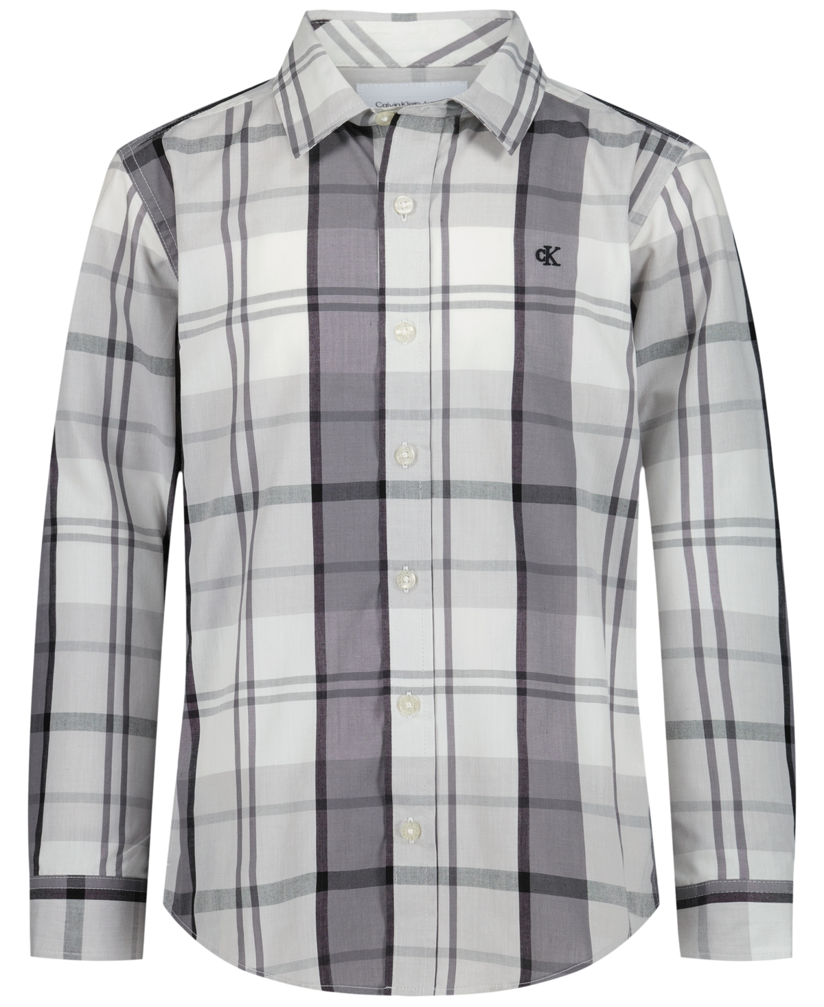 Calvin Klein Boys' 8-20 Plaid Woven Long-Sleeve Shirt