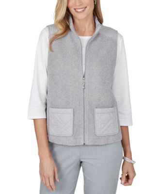 Petite Quilted Fleece Zipper Vest