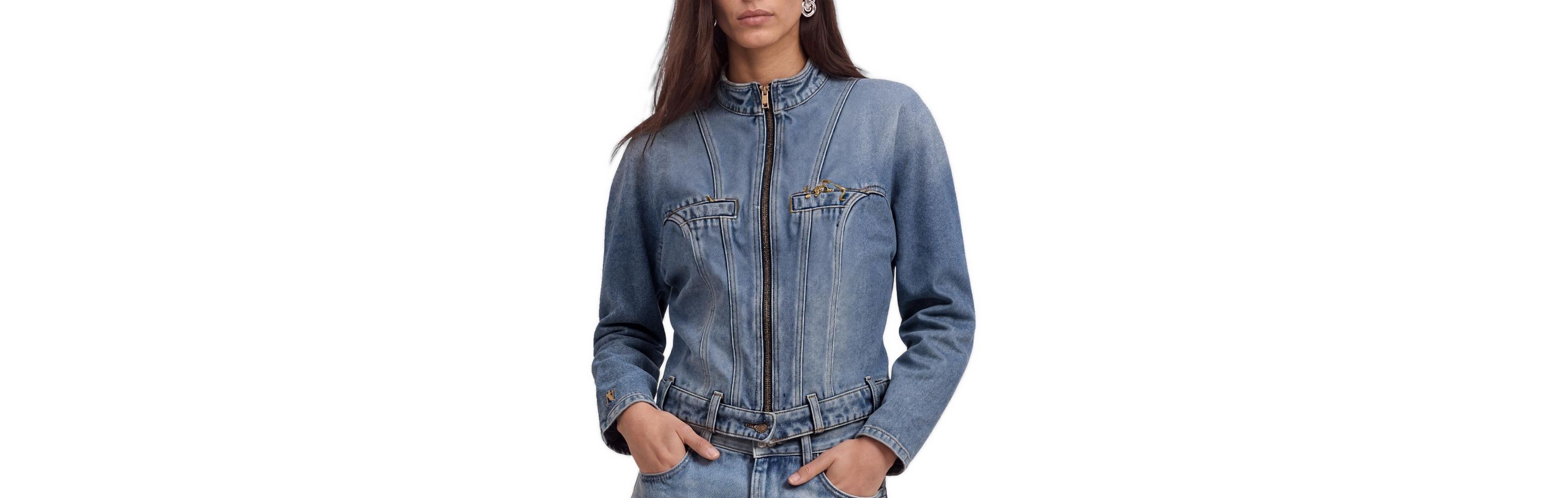 Nocturne Women's Stand Collar Cropped Denim Jacket