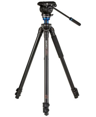 A2573F 3-Section Aluminum Single Tube Video Tripod with S4PRO Flat Base Fluid Video Head