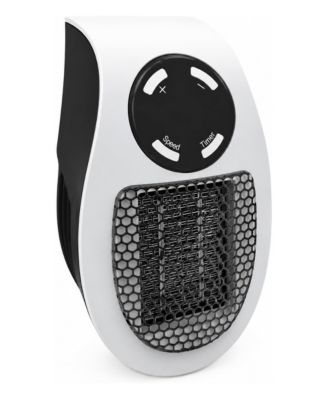 450W Ceramic Wall Outlet Heater with Remote Control, Timer and 2 Fan Speeds, Compact Plug-In Space Heater for Bedroom, Office, Dorm