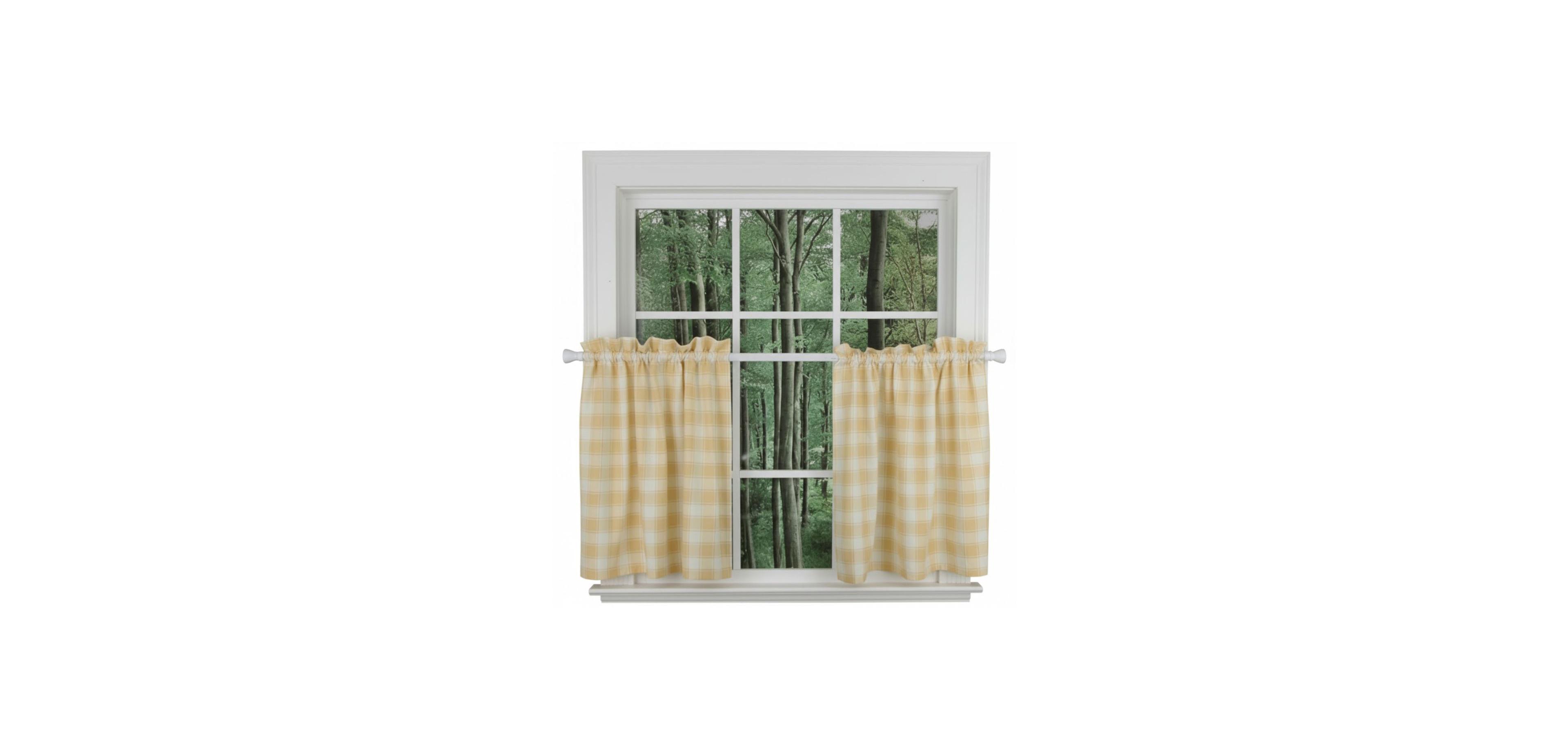 Ellis Curtain Country Check Tailored With 1.5inch Rod Pocket Window Tiers Butter