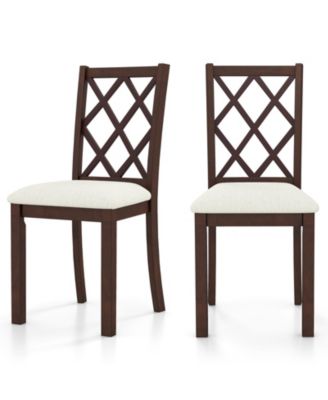 Dining Chair Set of 2 Wood Kitchen Chairs with Upholstered Seat Cushion and Rubber Wood Legs