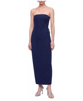 Women's Lace-Up Strapless Midi Dress