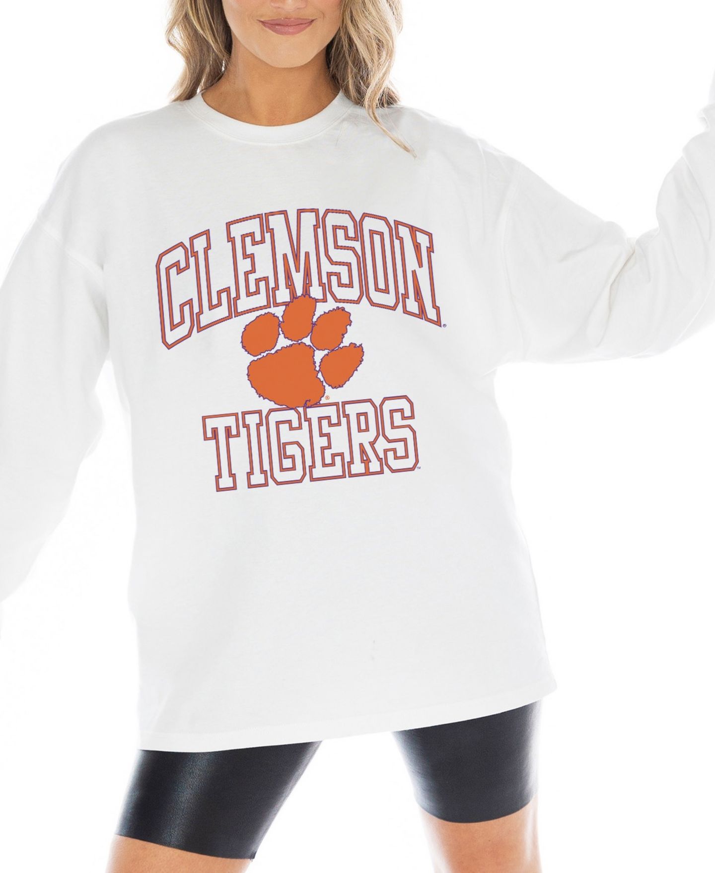 Женская футболка Gameday Couture White Clemson Tigers Mind Games Oversized Long-Sleeve — фото 5