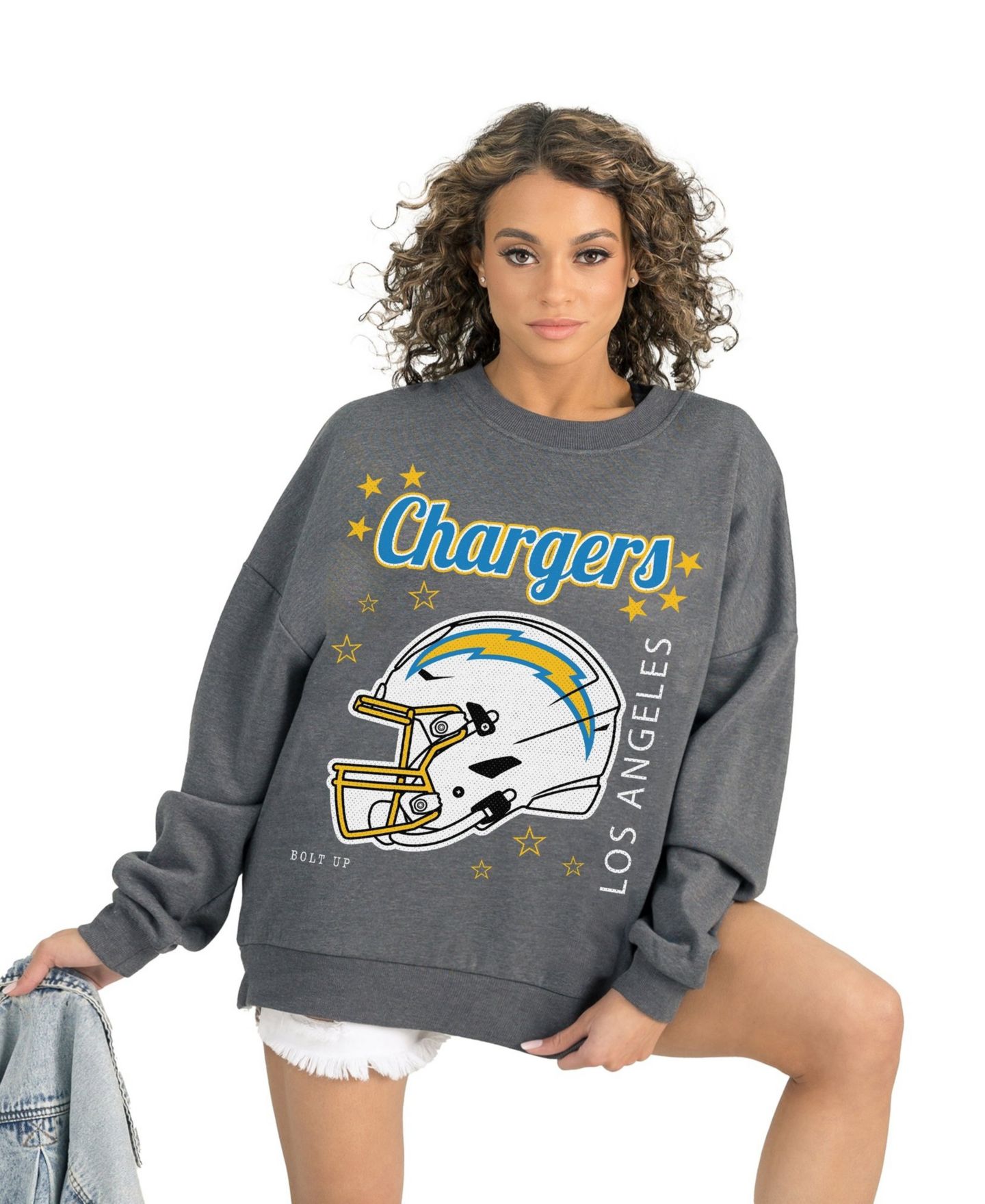 Женская толстовка Gameday Couture Gray Los Angeles Chargers Ready to Rumble Premium Fleece Pullover — фото 2