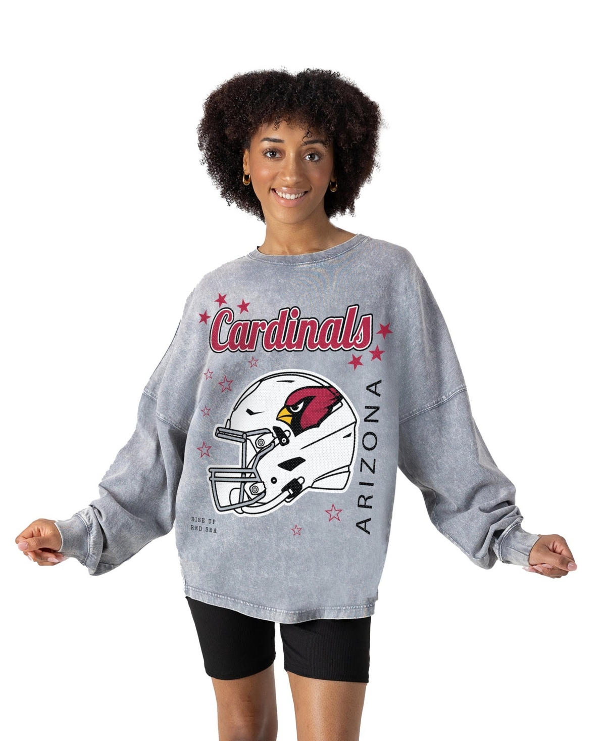 Gameday Couture Women's Gray Arizona Cardinals Starbound Oversized Snow Wash Long-Sleeve T-Shirt - Gray