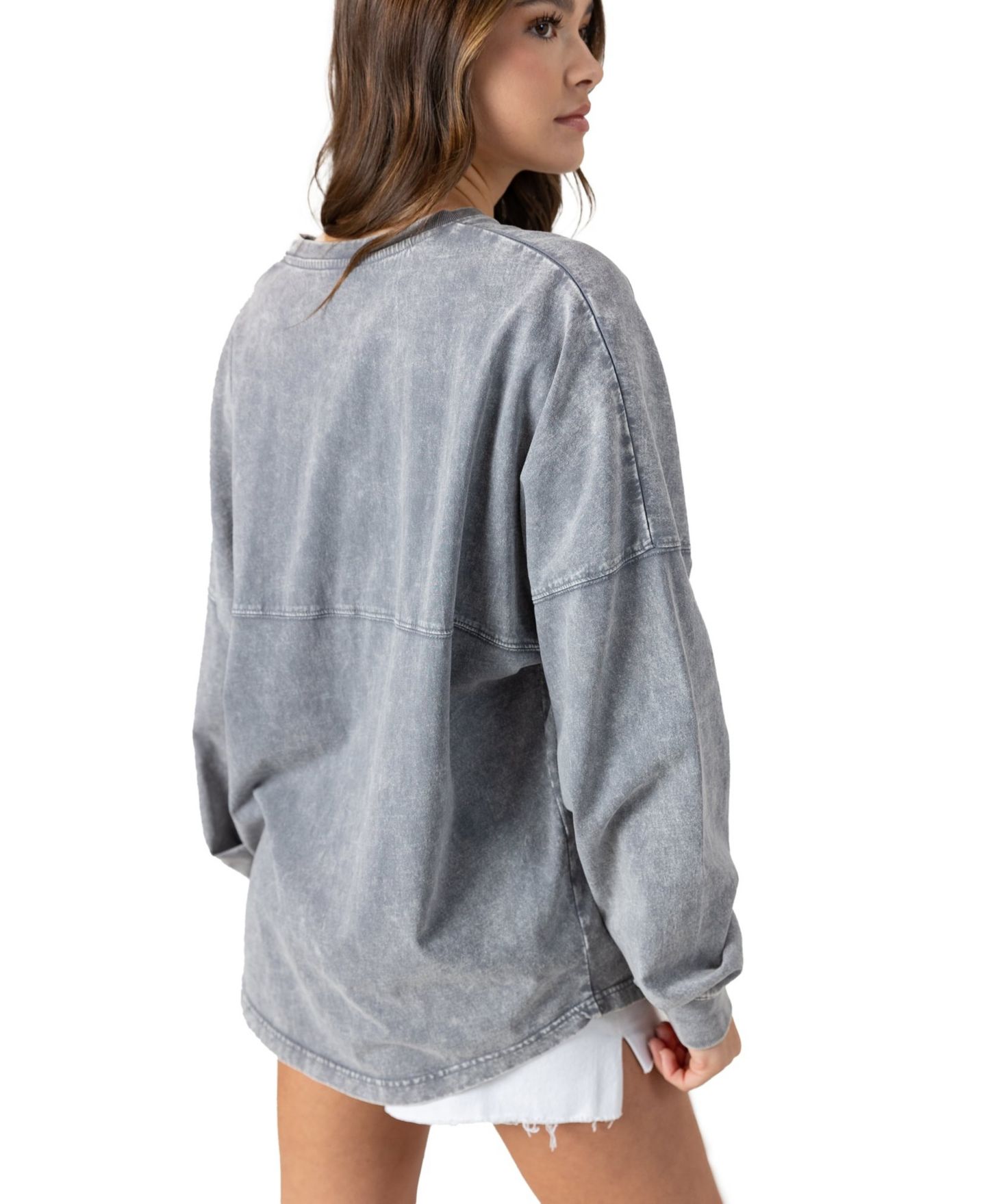 Женская футболка Gameday Couture Gray Houston Texans Starbound Oversized Snow Wash Long-Sleeve — фото 3