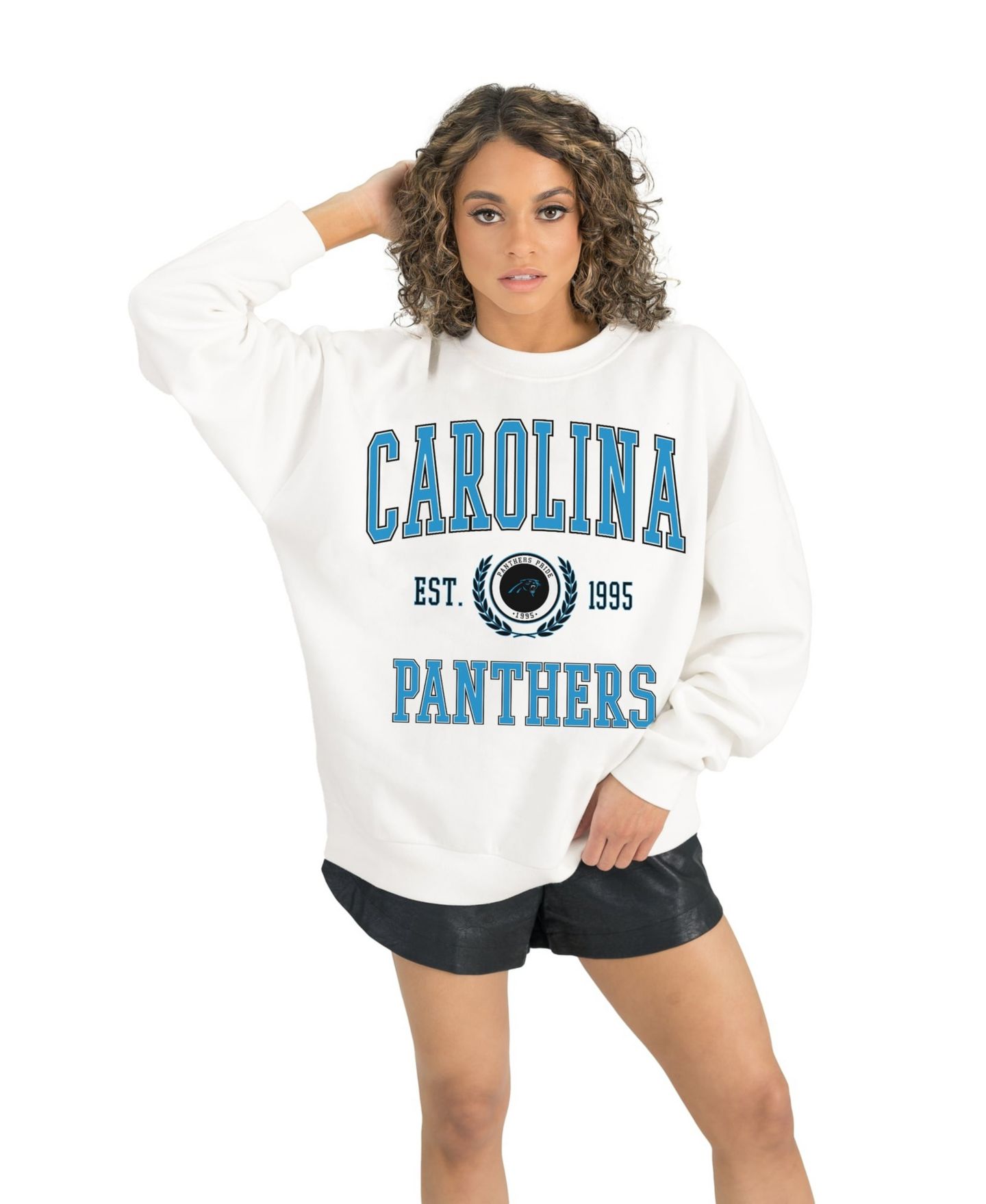 Женская толстовка Gameday Couture White Carolina Panthers Timeless Triumph Premium Fleece Pullover — фото 2