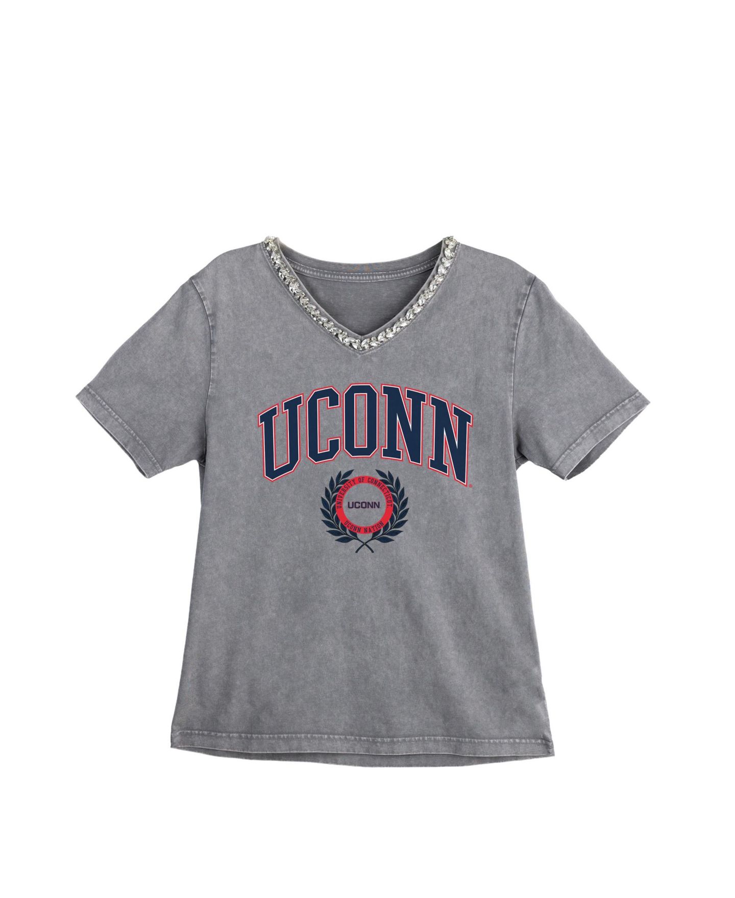 Женская футболка Gameday Couture Gray UConn Huskies Iconic Edge Rhinestone V-Neck — фото 5