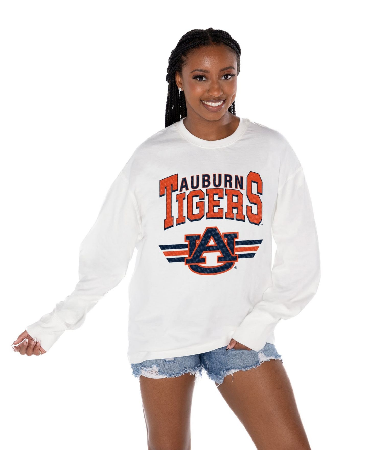 Женская футболка Gameday Couture White Auburn Tigers Oversized Swift Strike Long-Sleeve — фото 1