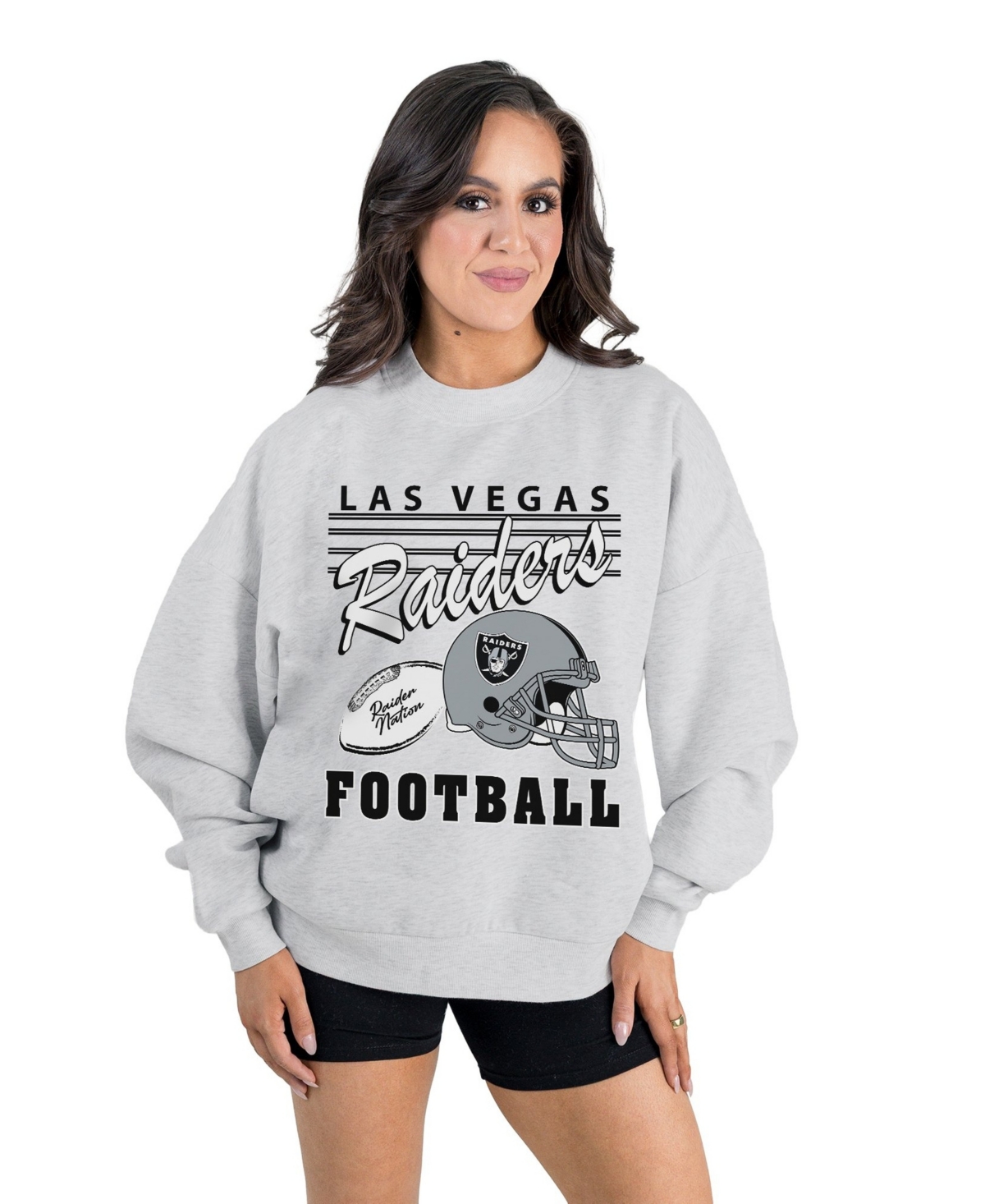 Gameday Couture Women's Ash Las Vegas Raiders Home Turf Oversized Premium Fleece Pullover Sweatshirt - Ash