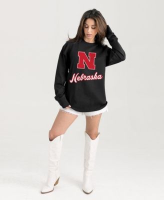 Women's Black Nebraska Huskers Oversized Honor Roll Long-Sleeve T-Shirt