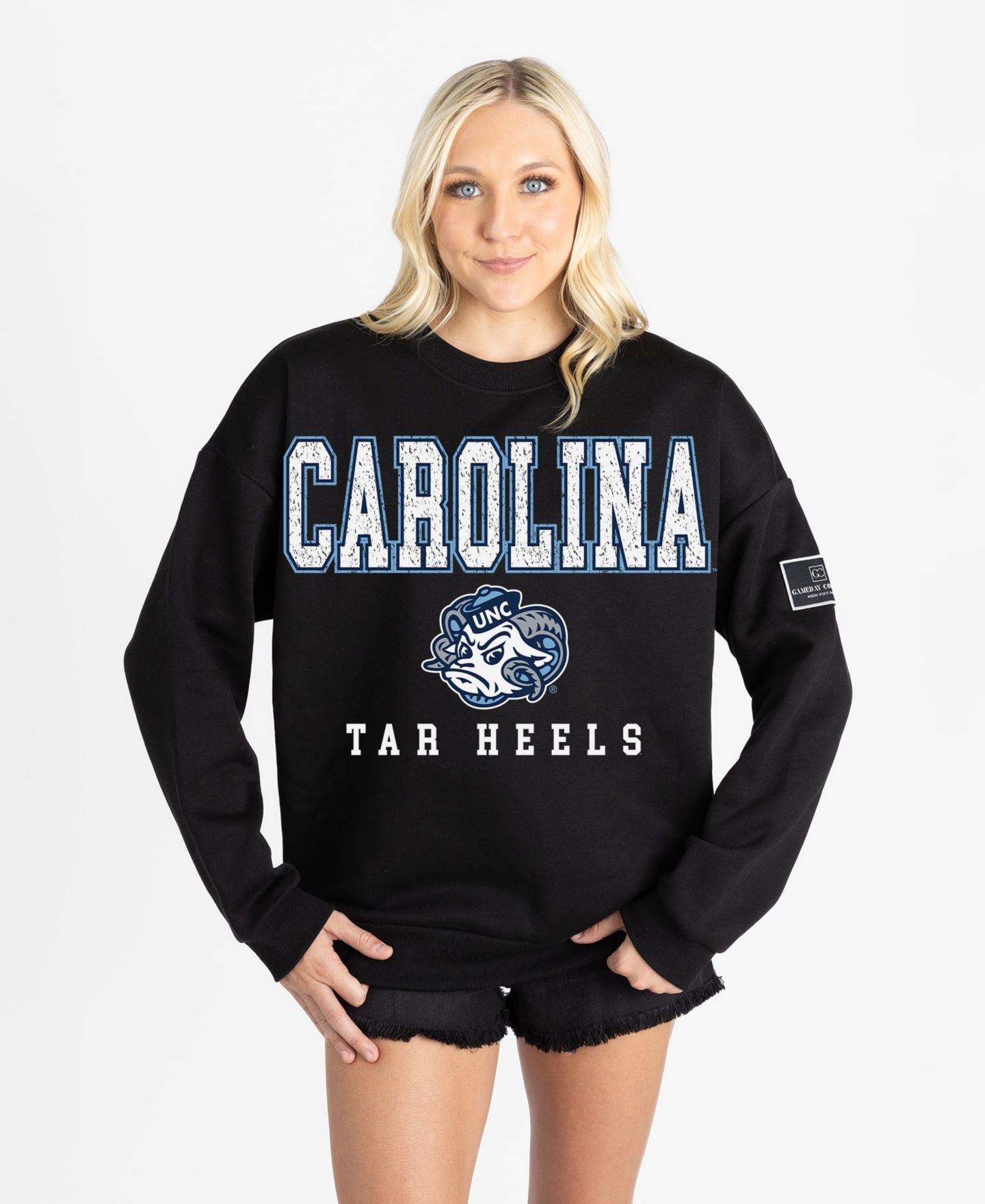Женские толстовки Gameday Couture Black North Carolina Tar Heels Oversized Level Up Black Label Premium — фото 4