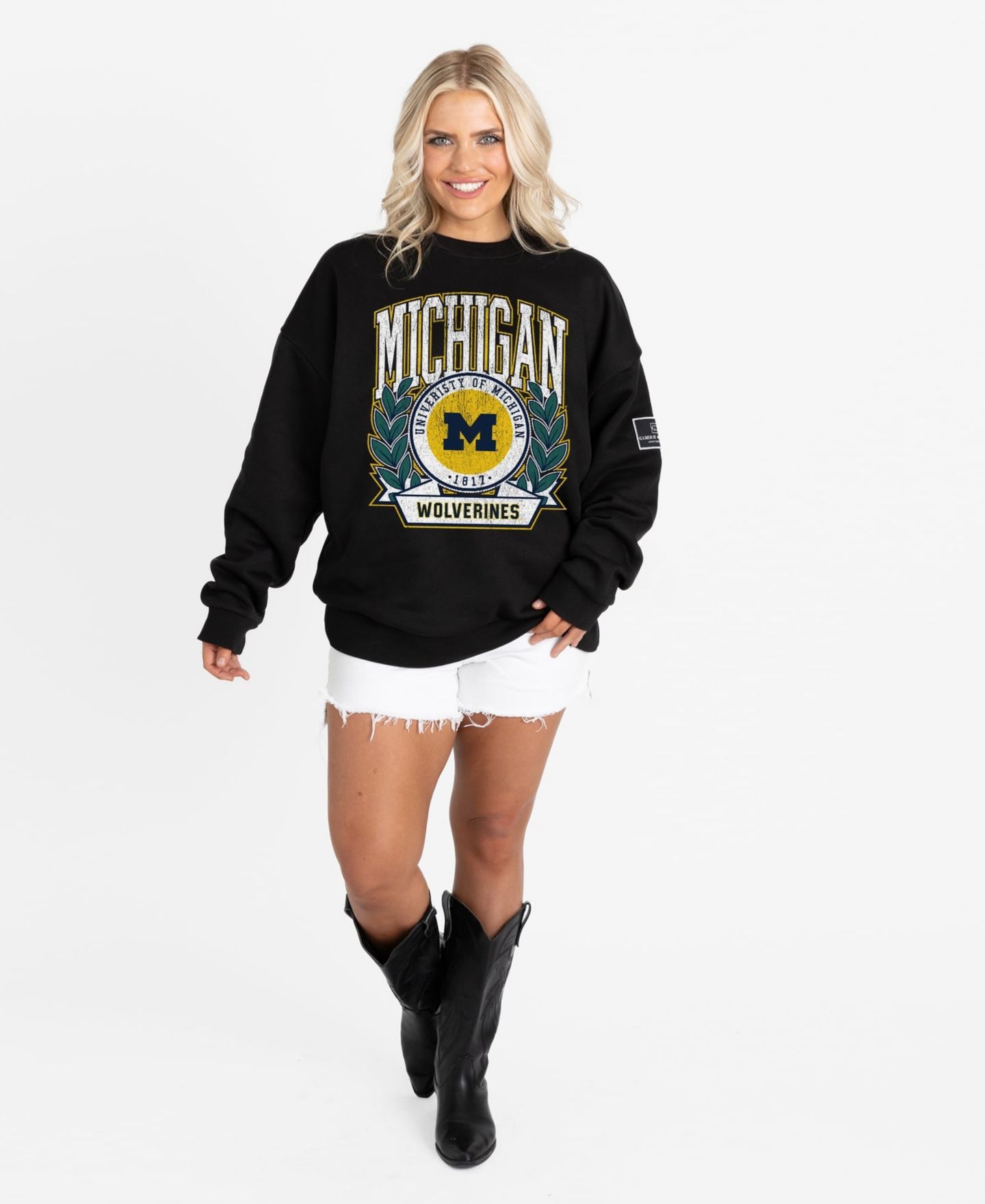Женская толстовка Gameday Couture Black Michigan Wolverines Oversized Victory Lane Black Label Premium — фото 4