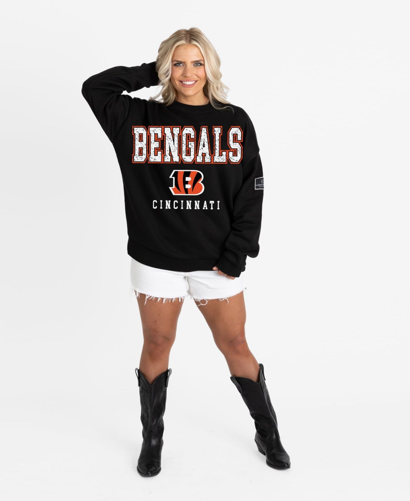 Женская толстовка Gameday Couture Black Cincinnati Bengals Oversized Level Up Black Label Premium Fleece — фото 3