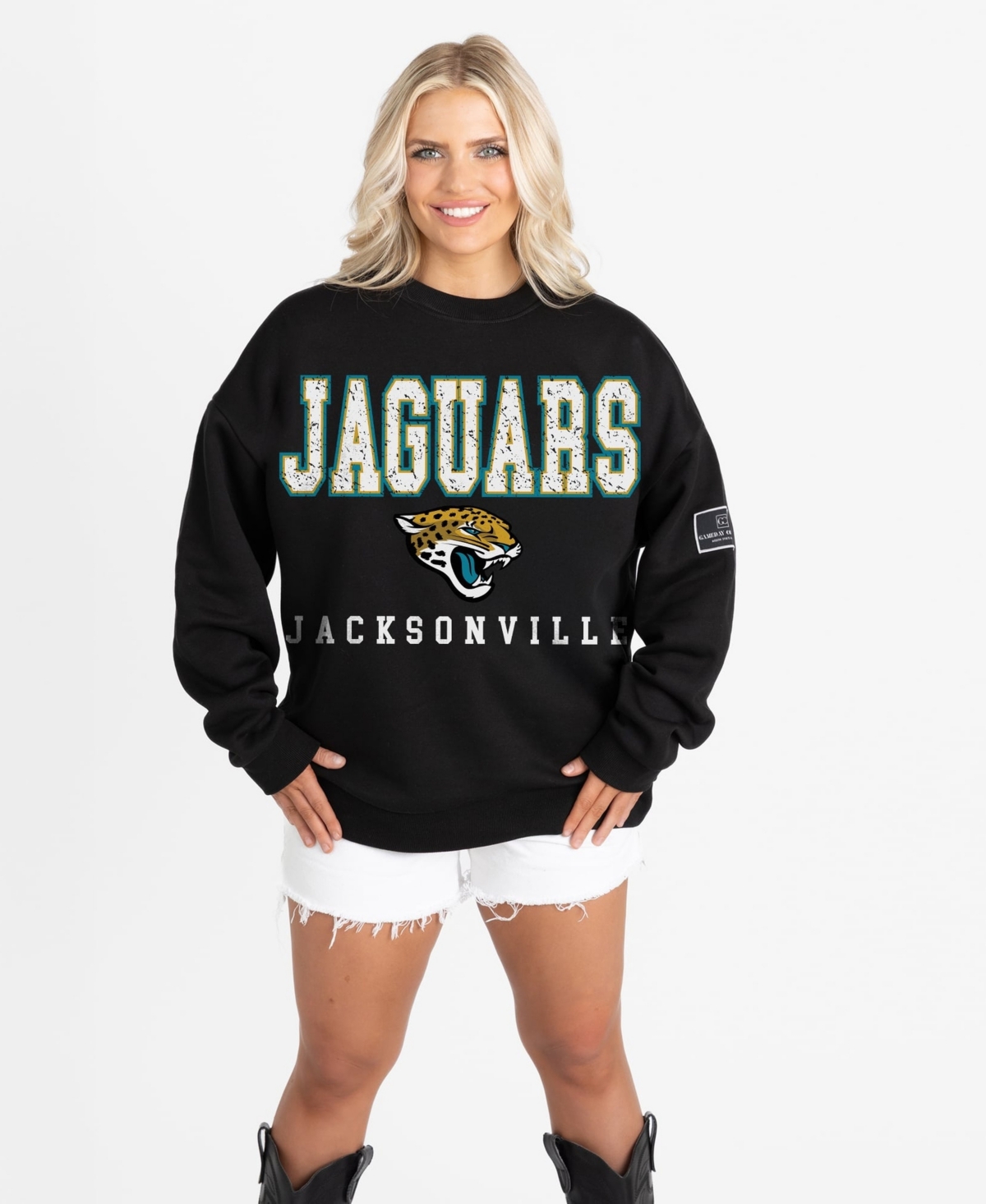 Gameday Couture Women's Black Jacksonville Jaguars Oversized Level Up Black Label Premium Fleece Sweatshirt - Black
