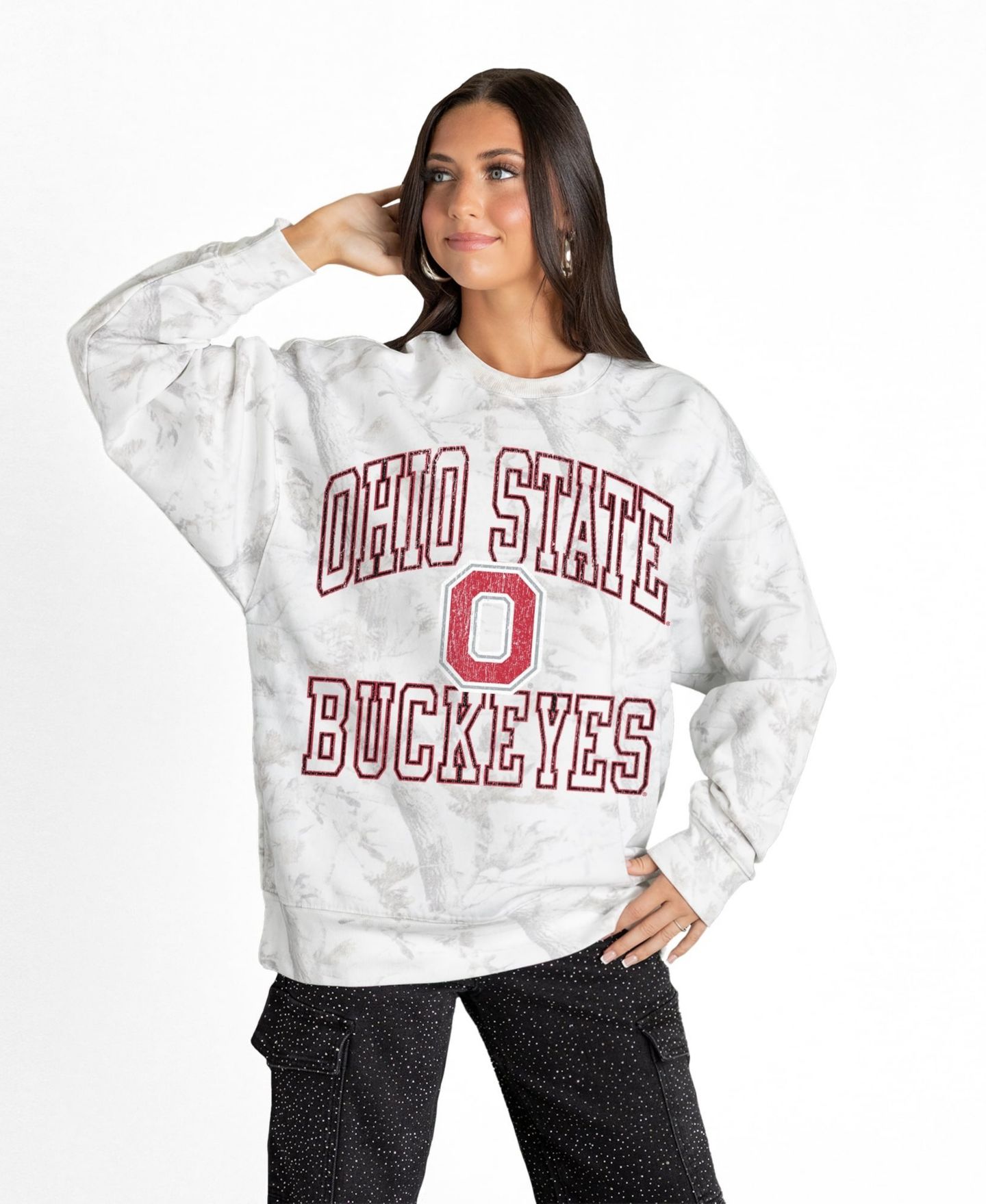 Женская толстовка Gameday Couture Ash Ohio State Buckeyes Whiteout Premium Fleece Camo — фото 1