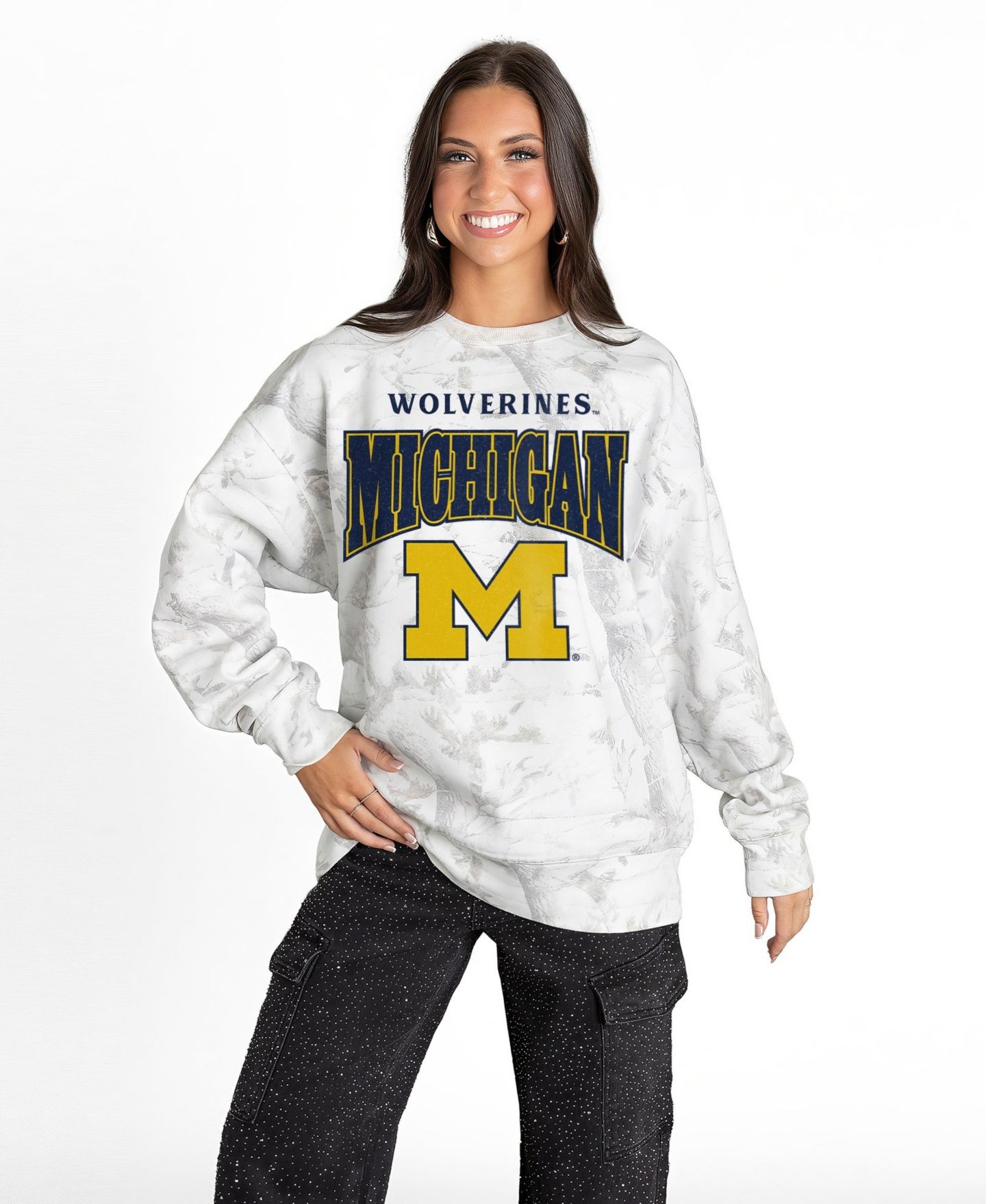 Женская толстовка Gameday Couture Ash Michigan Wolverines Rally Ready Premium Fleece Camo — фото 1