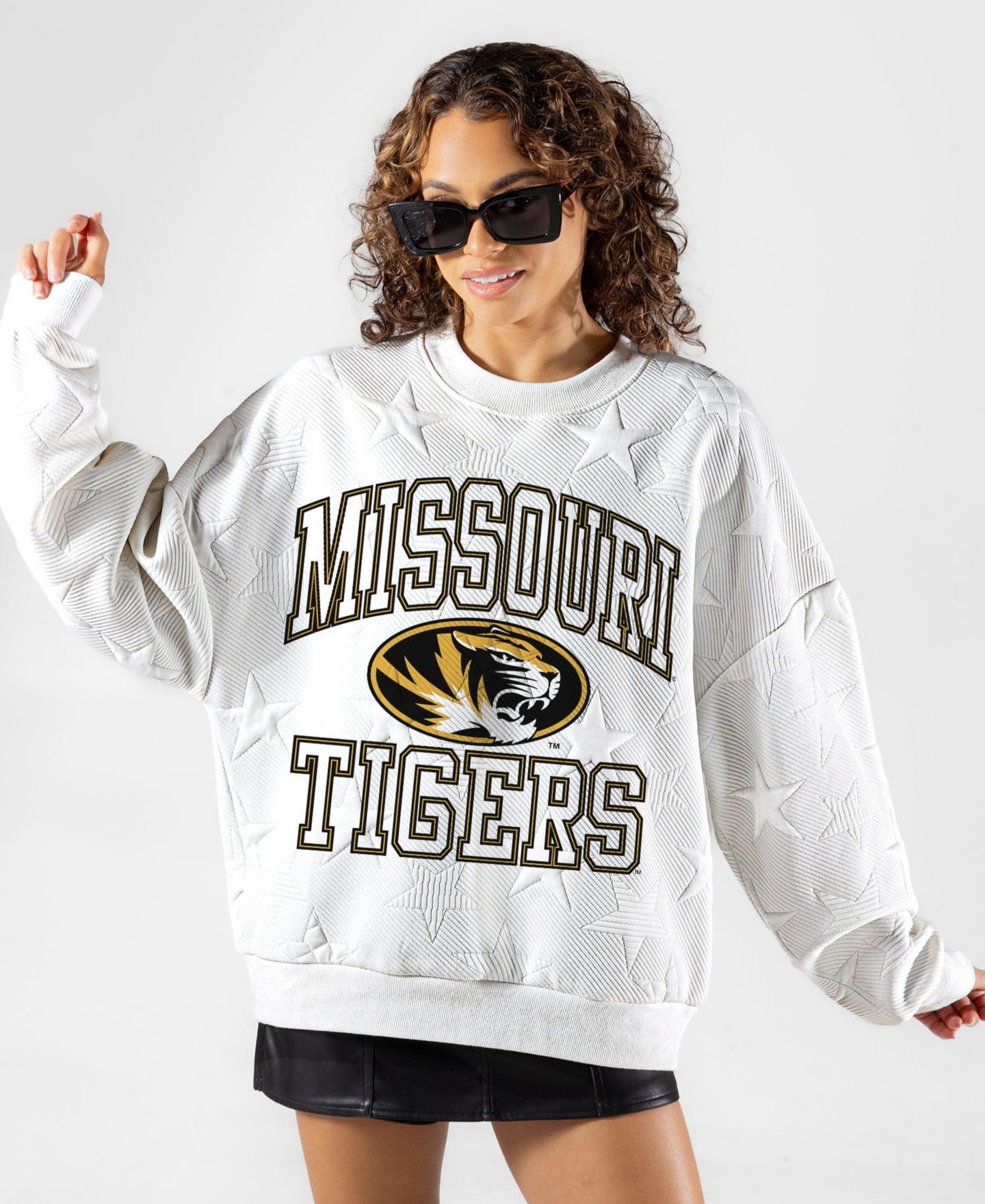 Женская толстовка Gameday Couture White Missouri Tigers Big Play Energy Tonal Star Embossed — фото 1