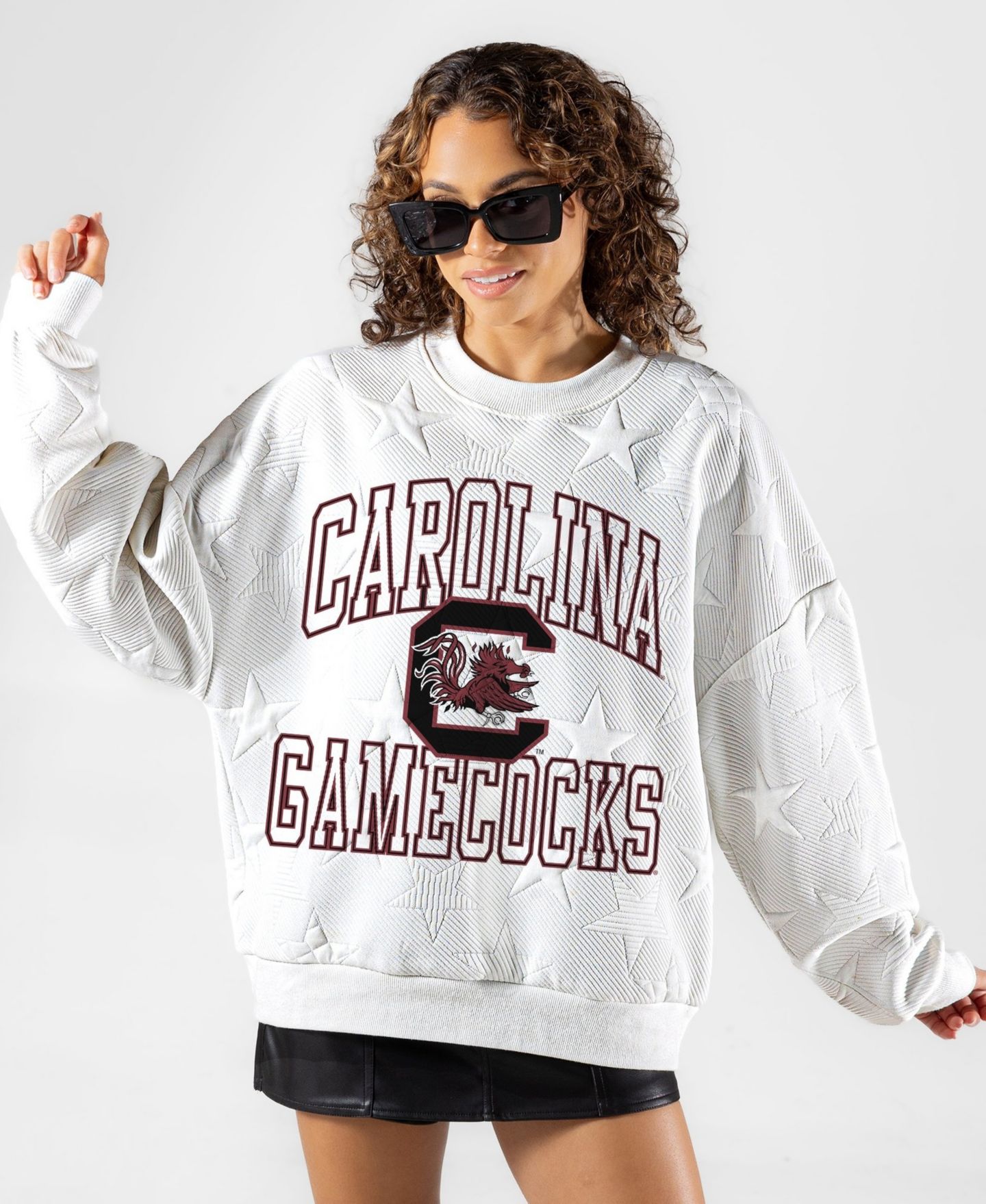 Женская толстовка Gameday Couture White South Carolina Gamecocks Big Play Energy Tonal Star Embossed — фото 1