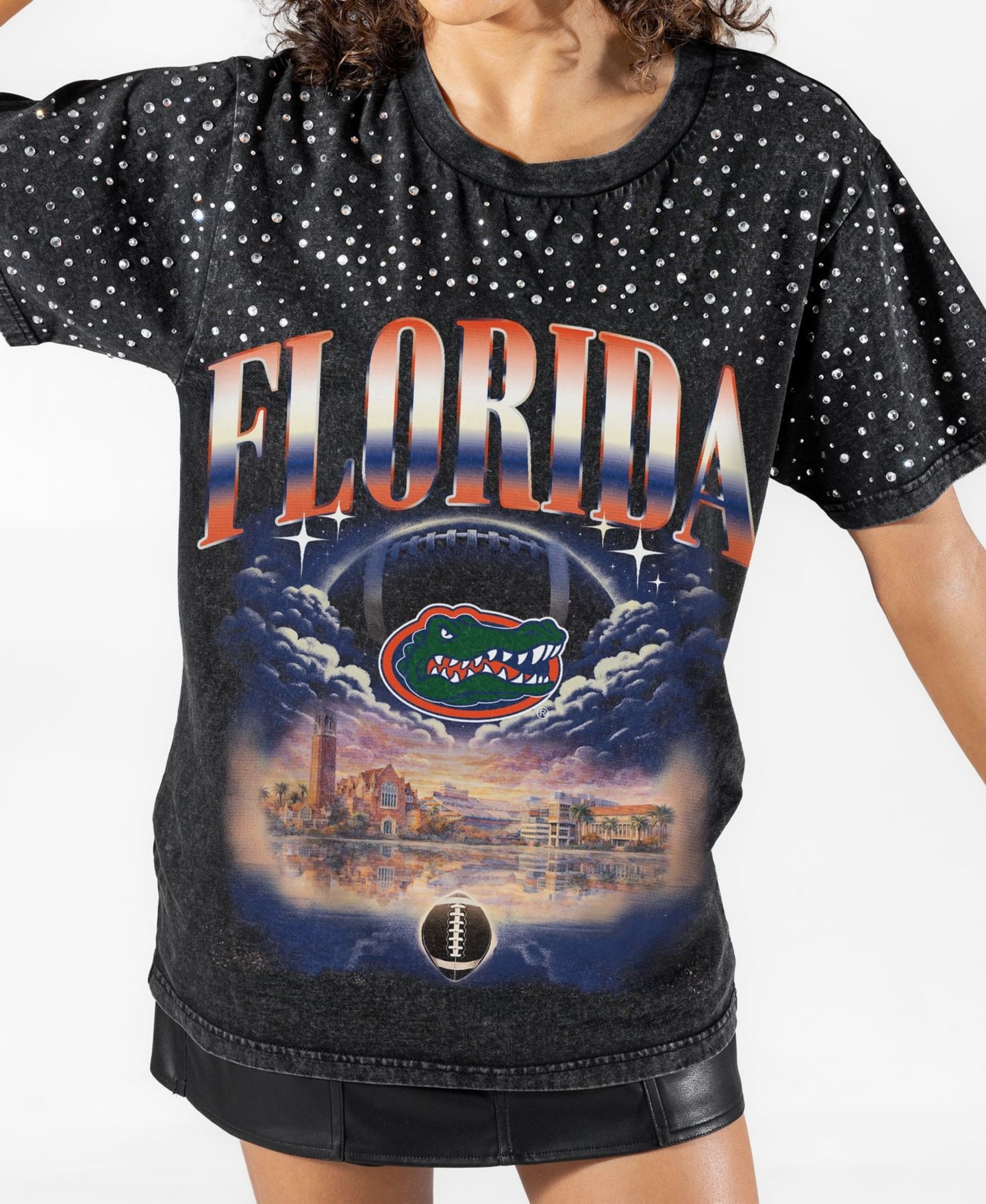 Женская футболка Gameday Couture Black Florida Gators Sky's the Limit Washed Micro Rhinestone — фото 4