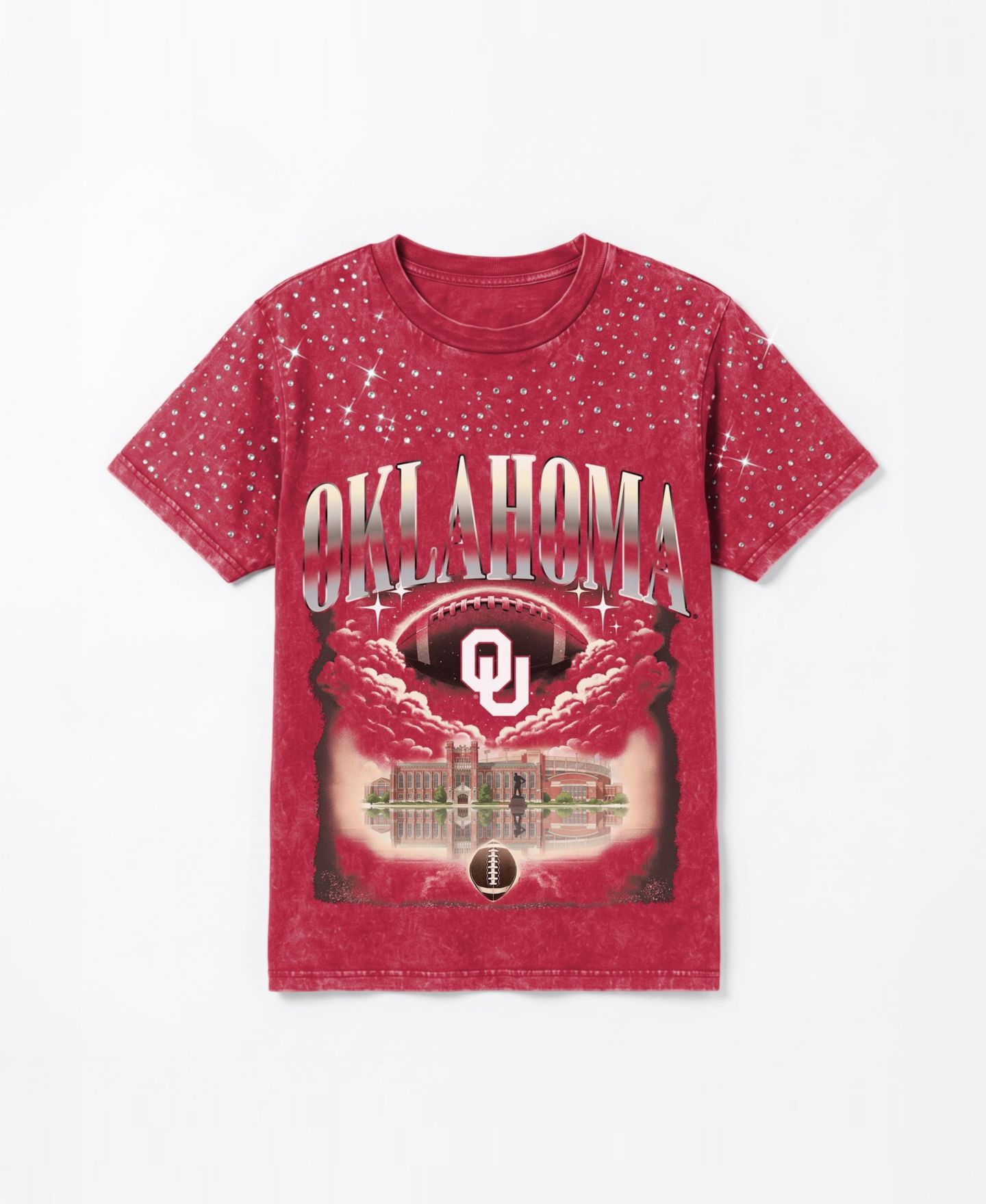 Женская футболка Gameday Couture Crimson Oklahoma Sooners Sky's the Limit Washed Micro Rhinestone — фото 5