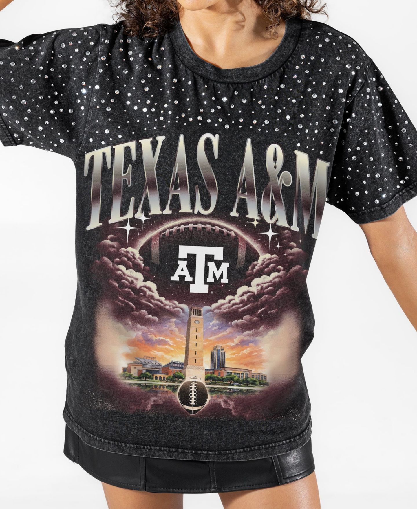 Женская футболка Gameday Couture Black Texas A&M Aggies Sky's the Limit Washed Micro Rhinestone — фото 4